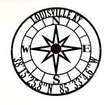Personalized Round Nautical Compass with City/State & GPS Coordinates - Knob Creek Metal Arts