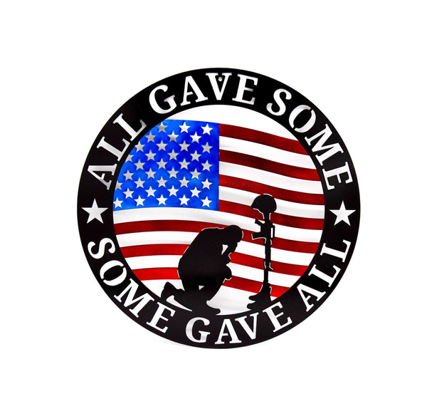 All Gave Some - Some Gave All Wall Art - Black or Red-Blue - Knob Creek Metal Arts