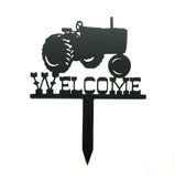Tractor Shaped Metal Art Welcome Lawn Garden Sign