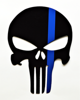 Limited Edition Punisher Police Tribute Wall Art - Thin Blue Line - Knob Creek Metal Arts