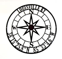 Personalized Round Nautical Compass with City/State & GPS Coordinates - Knob Creek Metal Arts