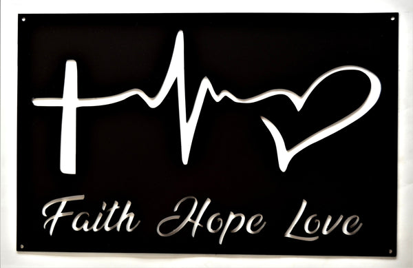 Faith Hope Love Wall Art - Knob Creek Metal Arts