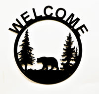Welcome Cabin Sign Wall Art - Bear - Knob Creek Metal Arts