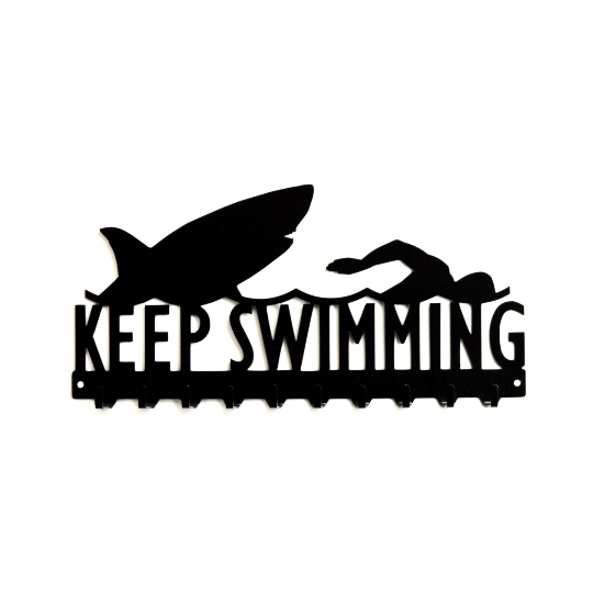 Keep Swimming Medals Rack- 10 Hook - Knob Creek Metal Arts