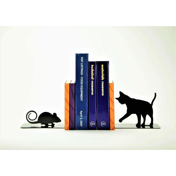 Cat and Mouse Bookends - Knob Creek Metal Arts